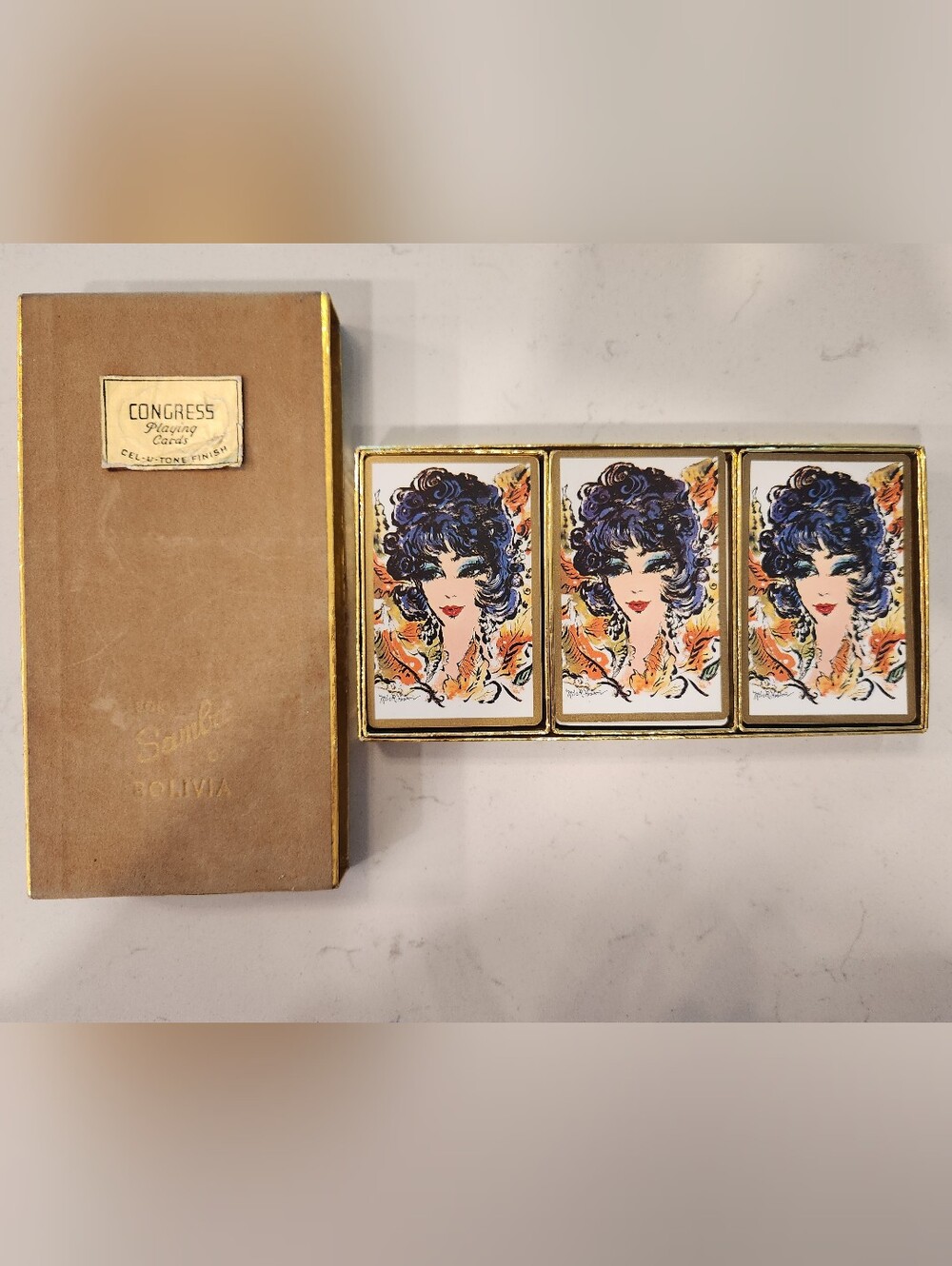 Vtg Congress No.606 3 Deck Playing Cards